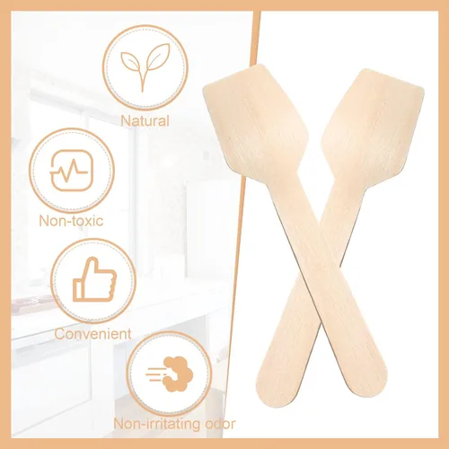 Vista 4 de Sieral Paquete de 1000 mini cucharas de madera desechables de 3.74 pulgadas, cucharas de helado para degustar yogur, helado, postre