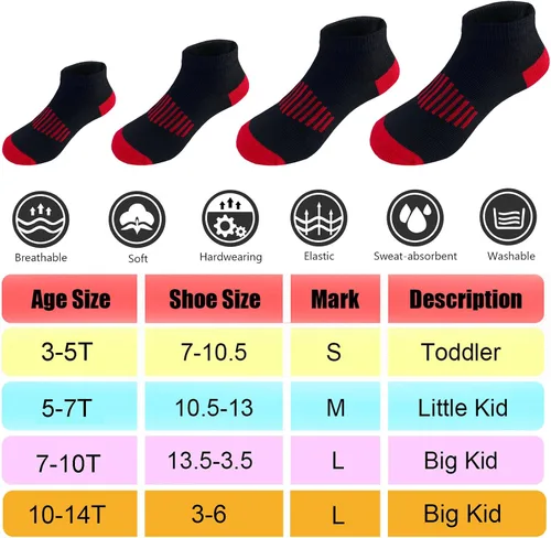 Vista 2 de Tsmollyu Boy Socks 24 Pairs Ankle Athletic Cotton Socks Half Cushioned Low Cut Socks Ankle Athletic Cotton Socks