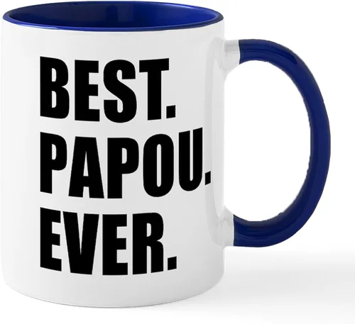Vista 19 de CafePress Papou (Worlds Best) Taza de café de cerámica (11 oz (11.0 fl oz)