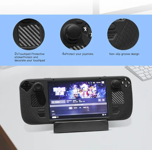 Vista 8 de Steam Deck Full Wrap Slim Case with Stand, Removable Face Cover, Drop and Dust-Proof Gaming Case, Comfortable Protective Case, Accessories, Touchpad