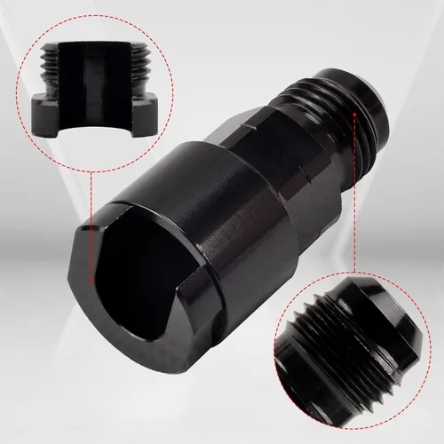 Vista 2 de Adaptador de combustible Conector 6AN macho acampanado a 3/8" y 5/16" Conexión/desconexión rápida hembra Empuje EFI Conector Aluminio Negro