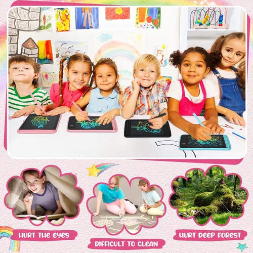 Vista 5 de Zhehao 8 tabletas de escritura LCD de 6.5 pulgadas, tablero de dibujo colorido educativo para niños de 3 a 6 años, regalos de oficina
