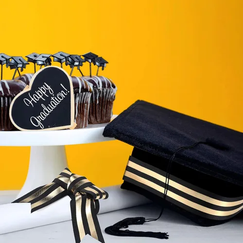 Vista 5 de WILLBOND 3 rollos de cintas de graduación de 1.5 pulgadas, cintas de tela de grogrén de 15 yardas de ancho, decoración de envoltura de regalos