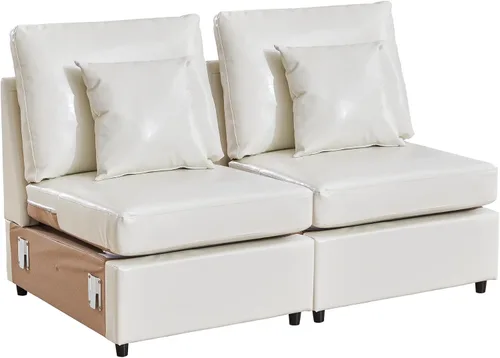 Vista 64 de RARZOE Módulo de Reposabrazos para Sofá Seccional Modular, Reposabrazos de Pana Módulo de Sofá Modular Parte Lateral para Sala de Estar Sofá