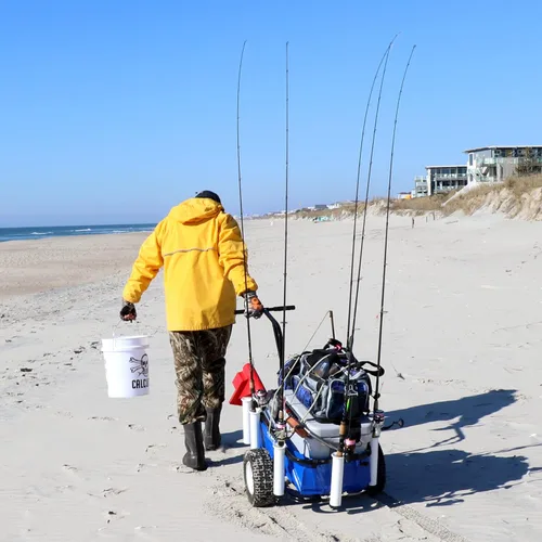 Vista 3 de Sea Striker Carrito Deluxe para surf, muelle y playa – Carro de ruedas de pesca al aire libre