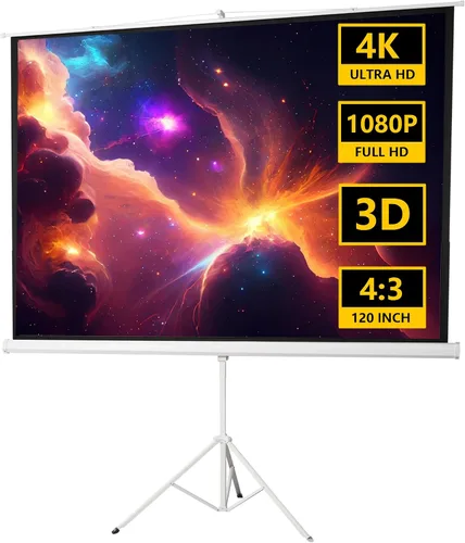 Vista 9 de Pantalla de proyector de 100 pulgadas, pantalla de proyector con soporte, pantalla de proyección al aire libre, pantalla de proyección de cine