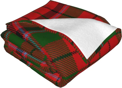Vista 3 de Manta de forro polar ultra suave con cuadrícula roja para sofá cama