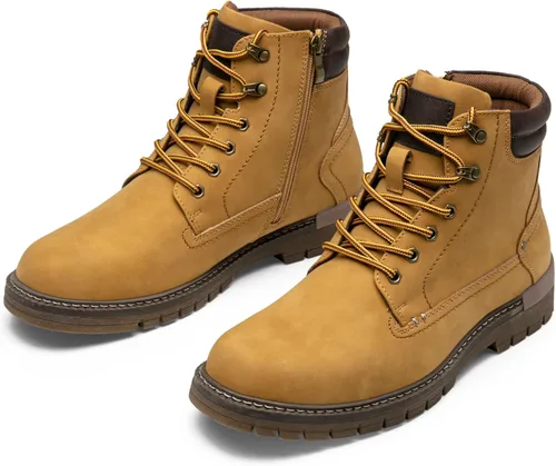 Vista 6 de Jousen Botas casuales para hombre, botas chukka con cremallera a la moda, amarillo (8118-yellow)