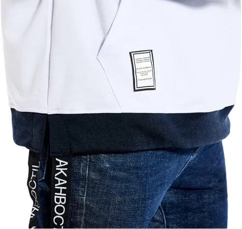 Vista 7 de GURUNVANI Sudadera con capucha de color de contraste para hombre Sudaderas con capucha de patchwork