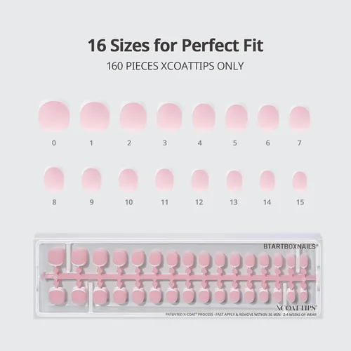 Vista 5 de BTArtboxnails XCOATTIPS White French Tip Press On Nails, XXS Squoval, Pink Lamp-Curable, 4-Week Wear, Natural Nail Look, Salon Quality Value at