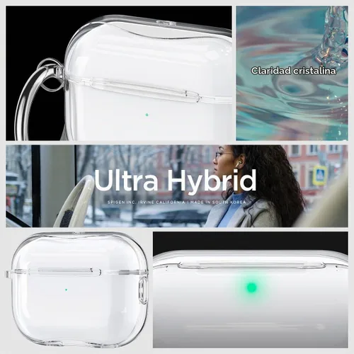 Vista 2 de Spigen Funda ultra híbrida diseñada para AirPods Pro 2 (2022/2023) TPU & PC Dual Layer Protection, Anti-Yellowing Clear Cover with Wireless