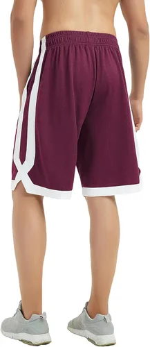 Vista 21 de TopTie Pantalones cortos de baloncesto de malla de 7 pulgadas con bolsillos para hombre, pantalones cortos deportivos activos de 2 tonos, pantalones