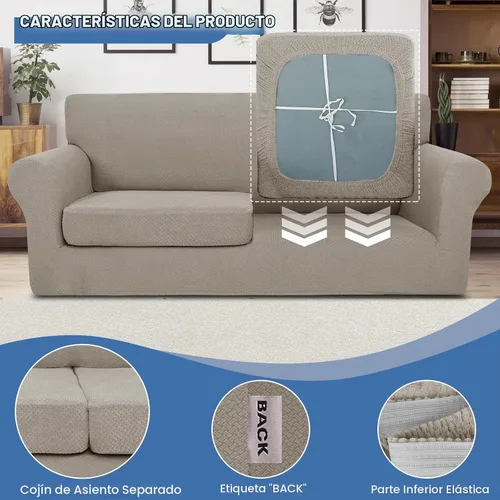 Vista 4 de JIVINER Fundas de sofá de 3 piezas para sofá de 2 cojines, funda elástica para sofá con 2 fundas de cojín de asiento extra grandes, fundas gruesas