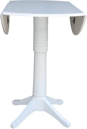 Vista 5 de International Concepts - Taburetes redondos con pedestal de 42 pulgadas, 2 alturas de bar, color blanco