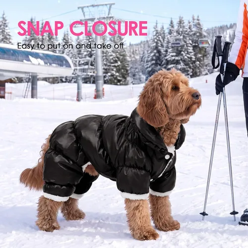Vista 5 de AOFITEE Abrigo para perro, chaqueta impermeable para perro, abrigo de invierno para perros de cuerpo completo, traje de nieve, chaqueta acolchada a