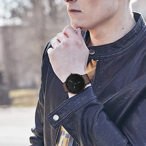 Vista 5 de Mens Watches Minimalist Ultra Thin Waterproof Fashion Dressy Wrist Watch for Men Business Casual Luxury Quartz Analog Watch