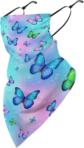 Vista 13 de Pañuelo de protección solar UV con lazo para las orejas, bufanda triangular reutilizable