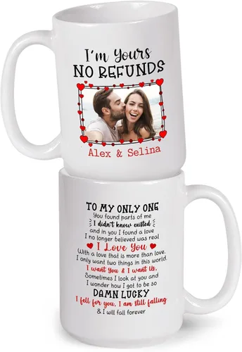 Vista 14 de A True Love Story Never Ever Taza, regalos de boda, regalos de pareja con foto personalizada para él y ella, taza de café con imagen de pareja, taza