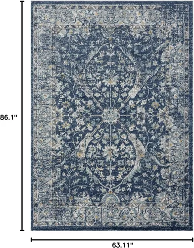 Vista 2 de LUXE WEAVERS Euston Collection 8060 - Alfombra oriental moderna de 5 x 7 pulgadas, color azul