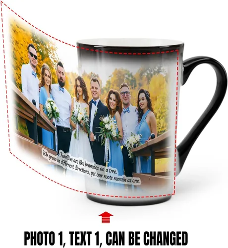 Vista 7 de Taza personalizada, tazas personalizadas que cambian de color, con collage de 1 imágenes, taza de café mágica con foto, imagen, nombre, texto