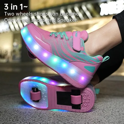 Vista 4 de BFOEL Patines de araña iluminados con USB cargable LED deportivo para niños y niñas, cumpleaños, Acción de Gracias, Navidad, el mejor regalo