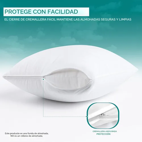 Vista 4 de Utopia Bedding - Funda de almohada impermeable con cremallera, 20 x 26 pulgadas, 2 unidades, estándar, color blanco