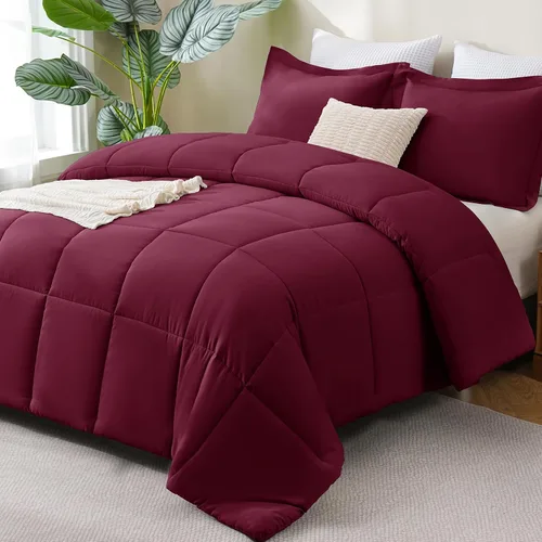 Vista 17 de CozyLux Juego de edredón Super King, juego de ropa de cama negro ceniza de 270GSM para todas las estaciones, juego de cama de 3 piezas cosidas