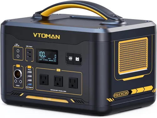 Vista 11 de VTOMAN Jump 1500X - Estación de Energía Portátil con Cables de Puente, Batería LiFePO4 de 828Wh, Generador Solar y Arrancador de Batería