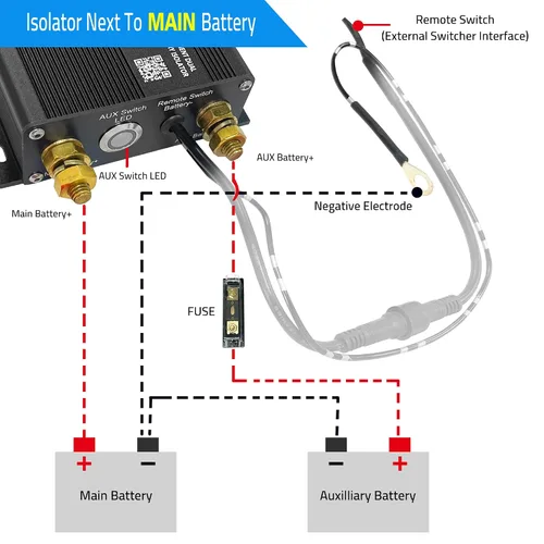 Vista 3 de ACOPOWER Kit de aislamiento de batería doble, 12 V, 200 amperios, sensible al voltaje, completo VSR, cargador automático inteligente de doble