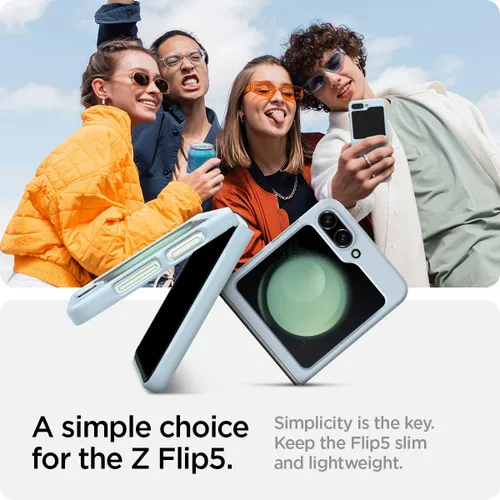 Vista 3 de Spigen Air Skin diseñado para Galaxy Z Flip 5 Case (2023) - Azul mudo