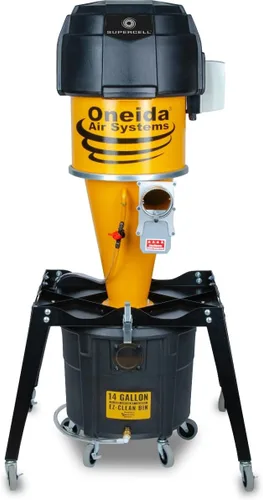 Vista 2 de Oneida Air Systems Supercell - Colector de polvo portátil de alta presión independiente HEPA-GFM (14 galones)