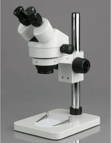 Vista 5 de Microscopio binocular estéreo 7X-45X con soporte de pilar de 14" y luz de anillo de 64 LED