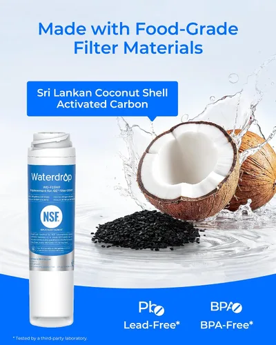 Vista 6 de Filtro de agua potable Waterdrop GSWF para refrigerador, reemplazo para GE® GSWF Smart Water 238C2334P001, Kenmore 46-9914, 469914, 9914, 3 filtros