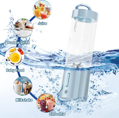 Vista 5 de Licuadora portátil exprimidor personal para batidos batidos con mango oculto 16 Oz Electric Protein Shaker Bottle, USB-C Rechargeable, Mini Small