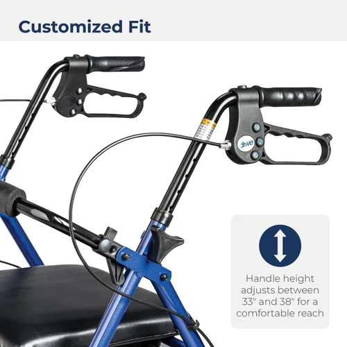 Vista 4 de Andador Drive Medical, de aluminio con ruedas, 7.5 pulgadas, R728BL, Universal, Azul, 1, 1 R728BL - Andador plegable con ruedas que incluye