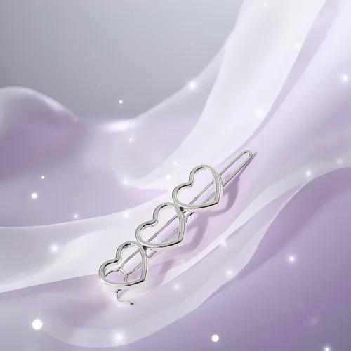 Vista 2 de Horquilla de aleación de corazón hueco de plata para el cabello, pinzas para el cabello, accesorios para el cabello para mujer y niñas