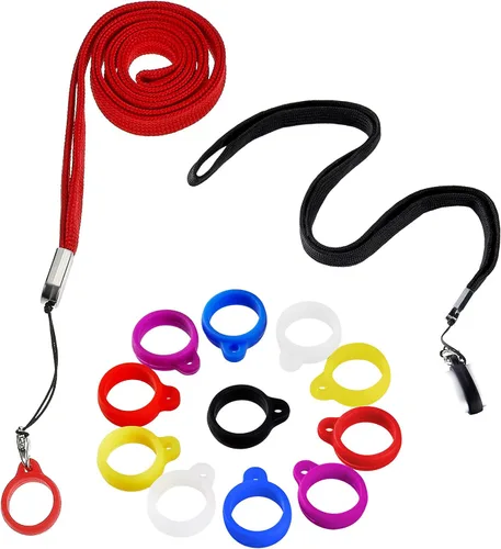 Vista 9 de Shappy 12 Anti Lost Lanyard Set Includes 2 Necklace Lanyard with 10 Anti Lost Silicone Rubber Ring Pen Silicone Ring Holder