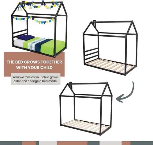Vista 3 de Casa de cama Montessori, marco de cama de piso para niños, cama de casa para niños, marco de cama de casa para niños, marco de cama de plataforma
