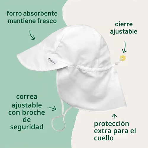 Vista 6 de Green Sprouts Sombrero de natación unisex para bebé con protección solar y solapa Blanco