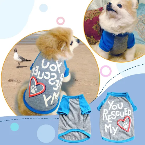 Vista 6 de PETCARE Paquete de 3 ropa para perros pequeños, Yorkie, Chihuahua, Shih Tzu, ropa linda para cachorros, camisas suaves y transpirables para perros