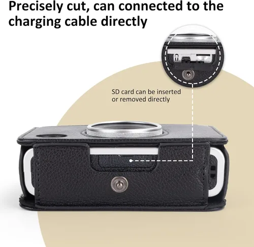Vista 4 de MUZIRI KINOKOO Funda Mini EVO, Cuero PU con Textura de Lichi, Funda Protectora para Cámara Instantánea Instax Mini EVO con Orificio de Carga Preciso
