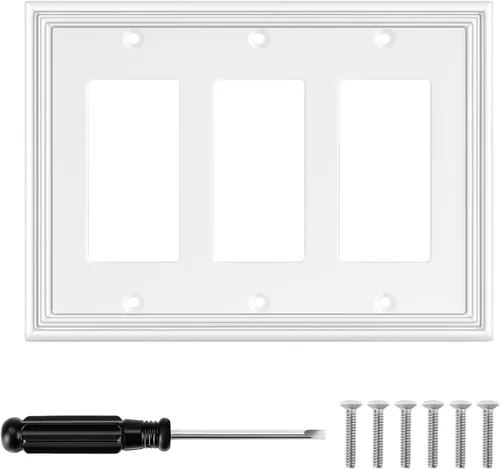 Vista 8 de Cubiertas blancas para enchufes de pared, placa decorativa moderna para interruptor de luz, cubierta de enchufe, placas de interruptor, cubierta