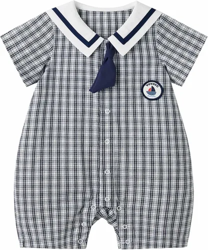 Vista 13 de pureborn Mameluco náutico de una pieza para bebés, niños y niñas, conjunto de playa, ropa de verano de 0 a 24 meses All Star