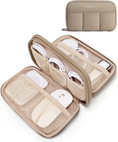 Vista 9 de BAGSMART Electronics Organizer Travel Case for Cords Chargers Phones, Beige