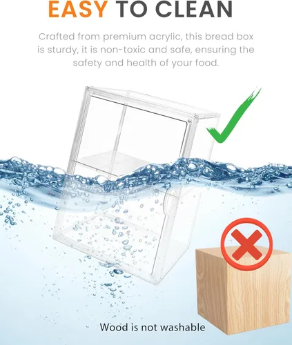 Vista 5 de Caja de pan, cajas de pan grandes para encimera de cocina, contenedor de almacenamiento de pan ajustable de 4 capas, cajas transparentes