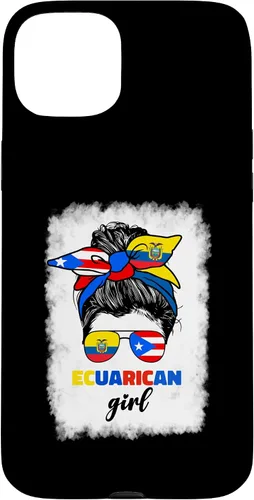 Vista 9 de Funda para iPhone 16, mitad ecuatoriana y puertorriqueña Rico Ecuador Flag Girl Mix
