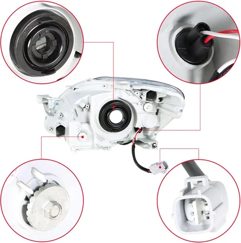 Vista 4 de Repuesto de faros delanteros para Yaris Sedan 2007-2011 de 4 puertas, par de faros delanteros izquierdo y derecho