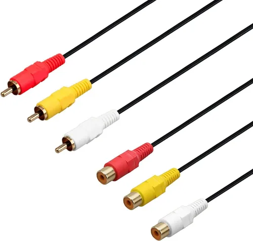 Vista 7 de Cable de extensión AV chapado en oro 3 R-CA macho a 3 R-CA hembra Audio Video Cable de extensión 3R-CA macho a hembra Audio Compuesto Cable de vídeo