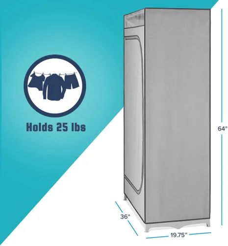 Vista 5 de Whitmor Perchero portátil con tapa, armario portátil para colgar – 36 pulgadas de ancho x 64 pulgadas de alto x 19.75 pulgadas de profundidad
