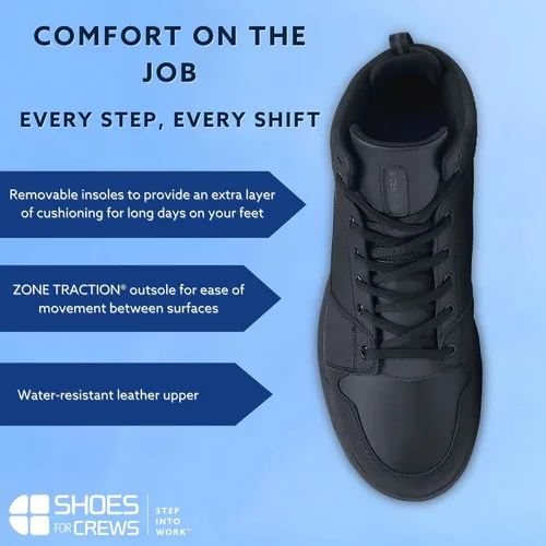 Vista 2 de Shoes For Crews Zapatillas de trabajo antideslizantes para hombre, cómodas, antideslizantes, para el servicio de alimentos, salud, venta al por